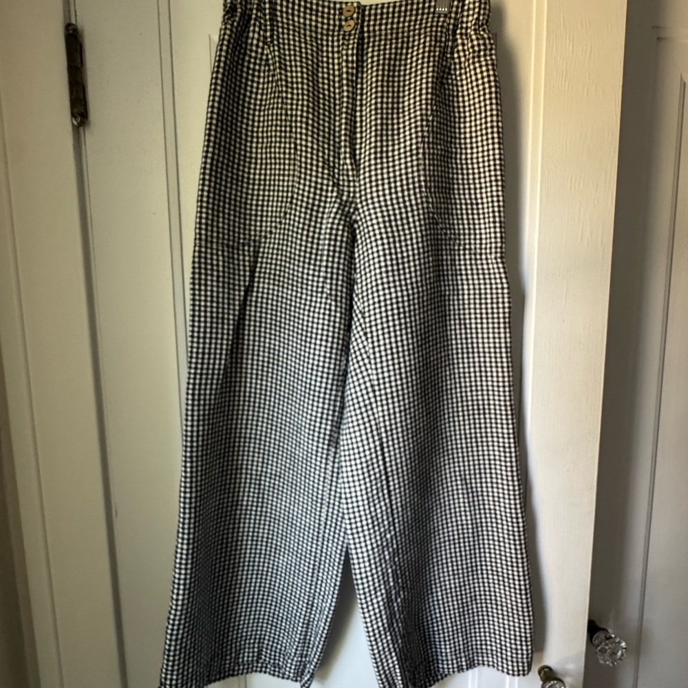 notPERFECTLINEN heavy weight Black and White Small Checkered Pants
